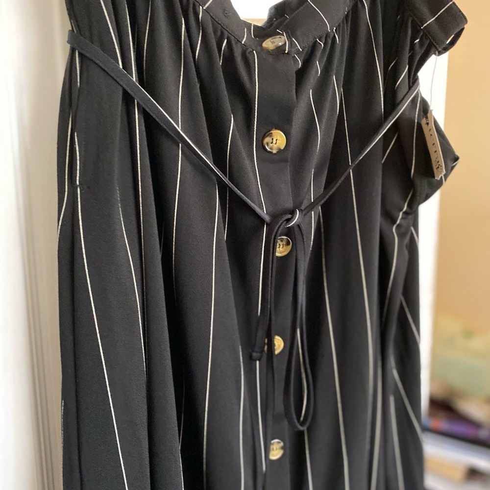 Plus Stipe knee length skirt
